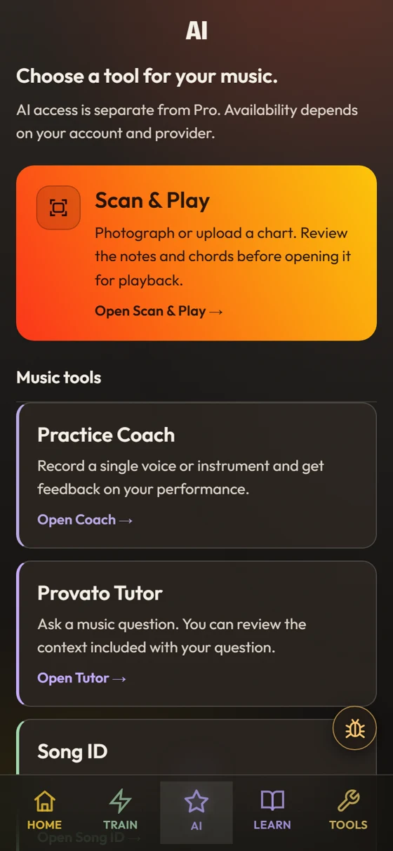 Provato AI: Scan & Play, Practice Coach, Tutor, and Song ID